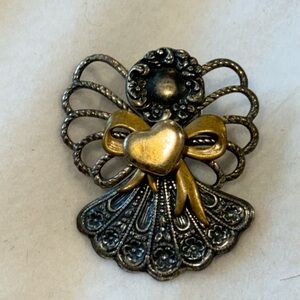 Angel Brooch with Gold Heart